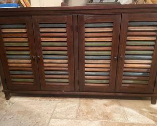 Colorful shutter style credenza