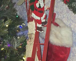 Hand Painted Christmas Ladder with Santa