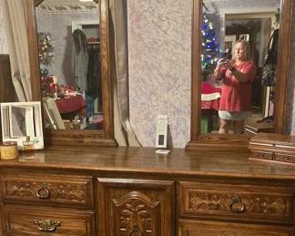 Dresser with Double Mirrors
