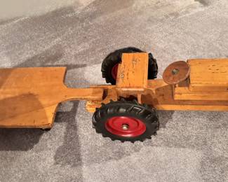 Vintage wooden tractor with trailer toy