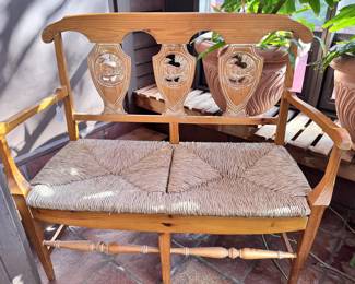 Rush seat double bench