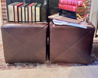 Collectible books on leather seats/stools