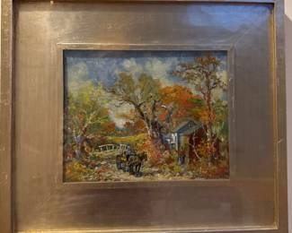 "Old Barn", by Rudolph F. Bunner, oil on board