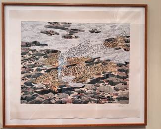 "Trout Stream" by Neil Welliver, hand colored etching #50/60