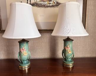 Pair of Roseville pottery lamps