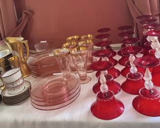 Red Murano glass set and more