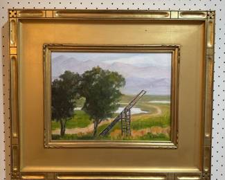 Landscape with ladder, by Bruce Bauman, oil on canvas