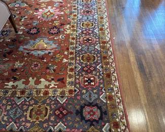 Oriental wool rug, rust with blues, 11'4" x 16' 7"