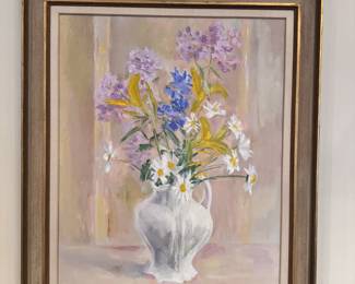 "Floral Still Life" by Harriet Fitzgerald, oil on canvas