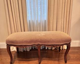 Gold colored upholstered bench