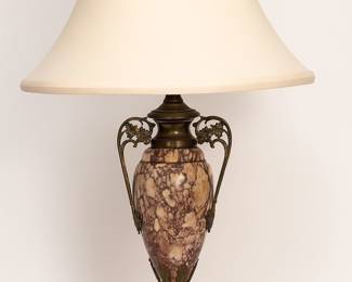 Marble urn-style lamp with handles