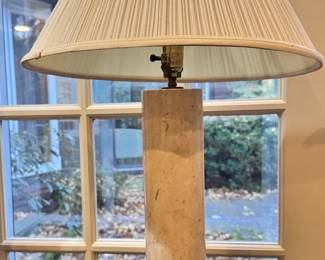 Marble column table lamp