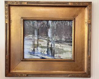 Winter landscape by John Costigan, oil on board