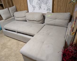 Sleeper sofa with storage bin