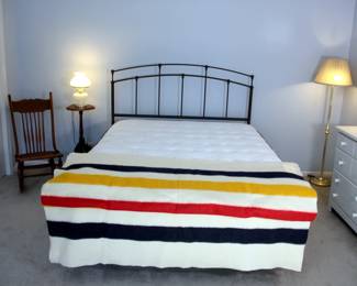 Queen Bed & Mattress Set, Hudson Bay 3.5 point Wool Blanket