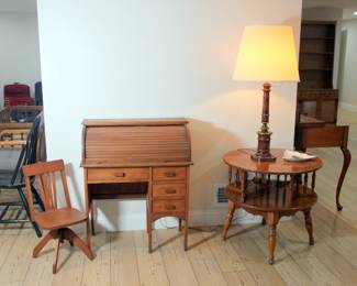 Child's Rolltop Desk & Chair, Ethan Allen Rotating Top Table