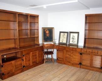Large Ethan Allen Corner Desk / Bookcase Suite