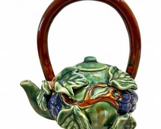 Vintage Majolica Grape Vine Teapot