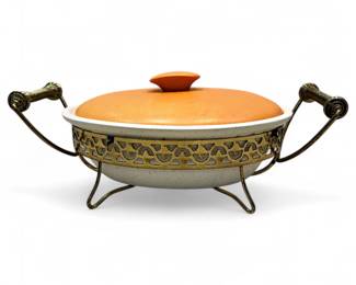 Miramar California Pottery Casserole #773 w/ Stand, 1950s