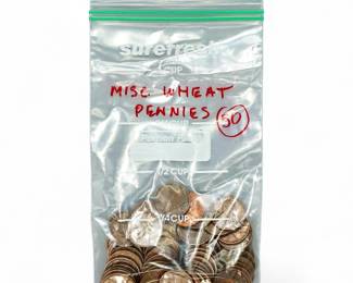 Group Of 50 Wheat Pennies From Varying Years