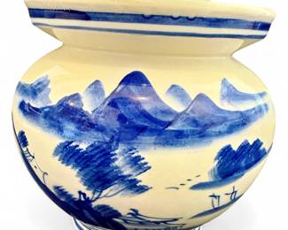 Vintage Chinese Hand-Painted Kimchi Pickling Jar Crock