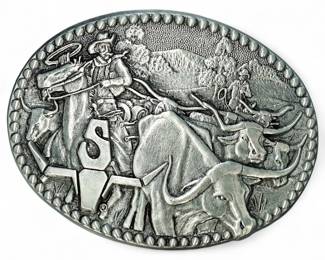 Zee Series Award Design Medals Vintage Western Pewter Belt Buckle