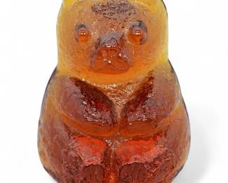 Vintage 1960's Amberina Glass Blenko Handcraft Bear Figurine