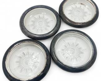 Leonard Silver-Plated Coasters w/ Glass
