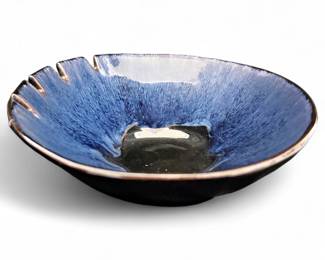 Studio Pottery Bowl w/ Reactive Glaze & Irregular Rim