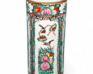Chinese Rose Canton Porcelain Hat Stand Vase