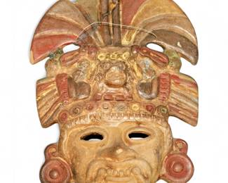 Vintage Aztec Clay Wall Mask