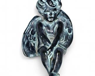 Patina Painted Cherub Figurine