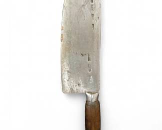 Vintage Chinese Cleaver With A Wooden Handle
