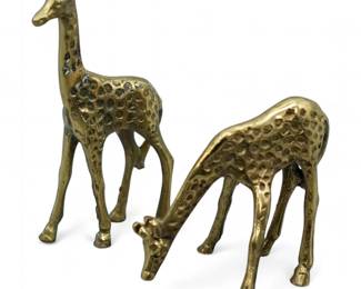 Pair Of Decorative Brass Giraffe Figurines