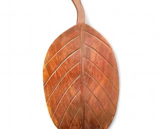 Hand-Carved Leaf-Shaped Wooden Serving Board
