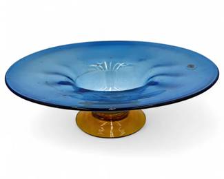 Blenko Footed Bowl Azure/Topaz, 2001