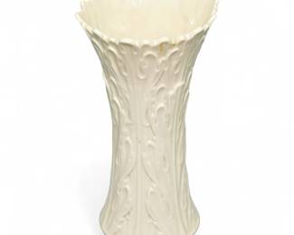 Lenox Woodland Collection Ivory Porcelain Vase With Raised Floral Relief