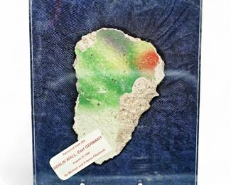 Mounted Berlin Wall Fragment w/ Original Label, Removed August 27, 1990