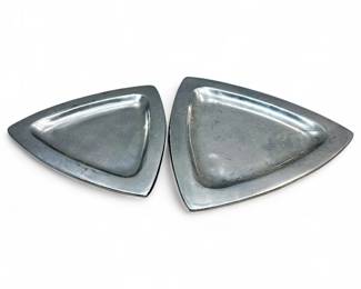 Pair of Nambé Triangular Serving Dishes, Design 522