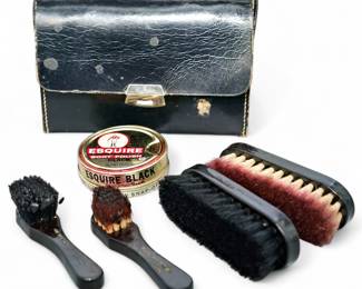 Vintage Griffin Shoe Shine Kit With Leather Case