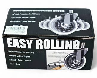 Set of 5 Universal Fit 3” Rollerblade-Style Clear Office Chair Wheels