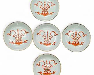 Antique Chinese Porcelain Plates w/ Iron-Red Ruyi Motif