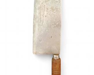Vintage Chinese Cleaver With Wooden Handle