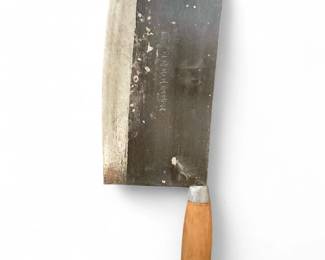 Vintage Foshan Chinese Three Rams Cleaver With Wood Handle