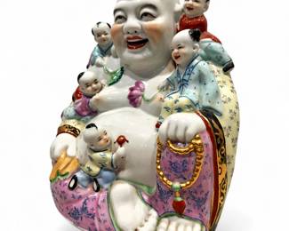 Chinese Export Famille Rose Laughing Buddha w/ Children