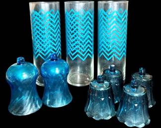 Blue Votive Holders and Chevron Vases