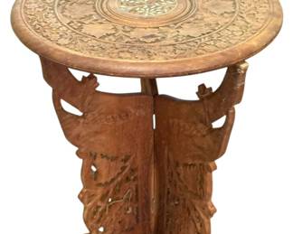 Indian Carved Wood Folding Table