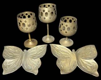 Brass Butterfly Trays Candleholders