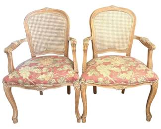 Upholstered Cane Back Chairs