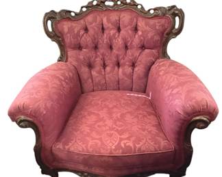 Baroque Style Damask Arm Chair